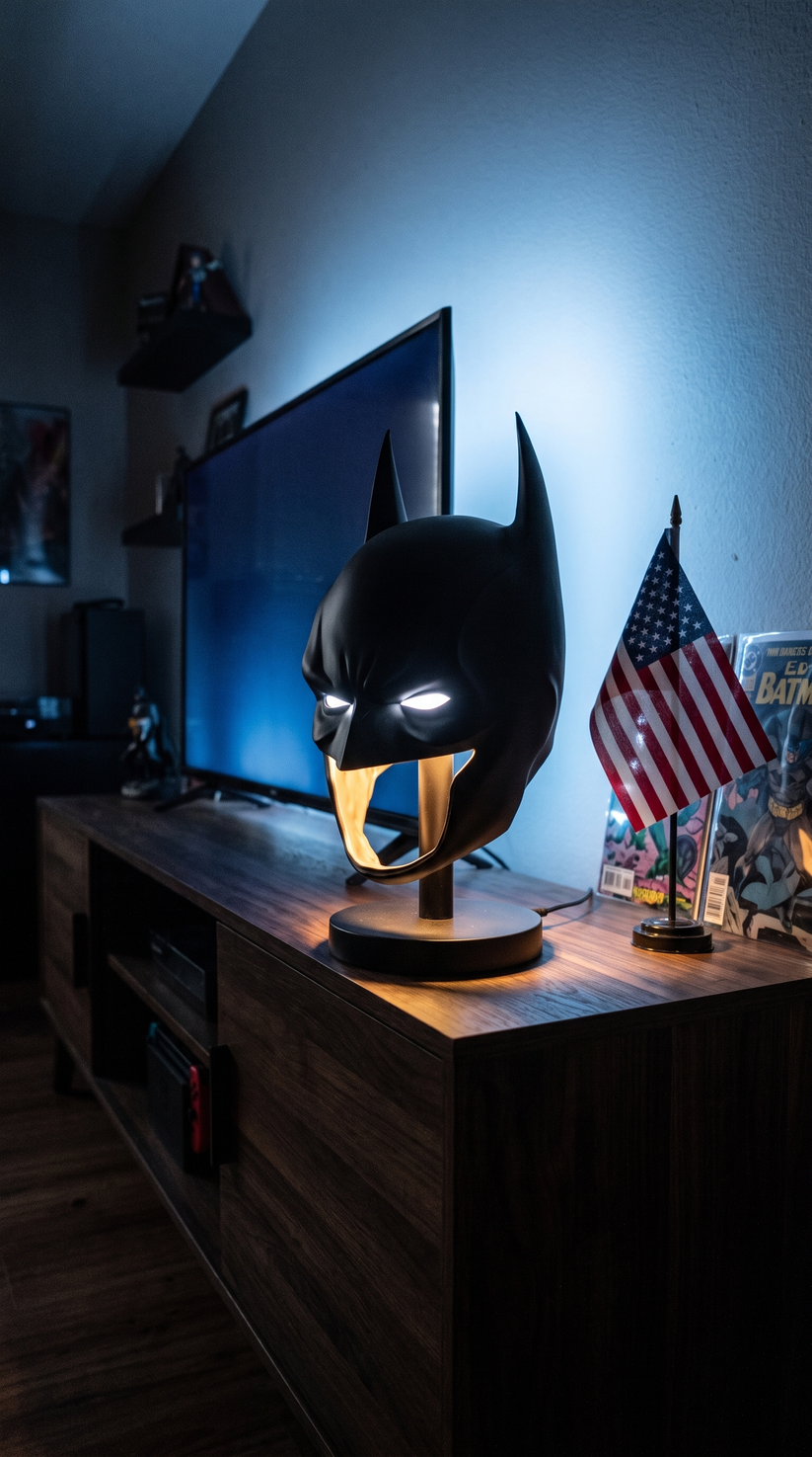 🦇 Mask Lamp – Sculptural LED Light with Illuminated Eyes for Desk, Shelf & Gaming Setup