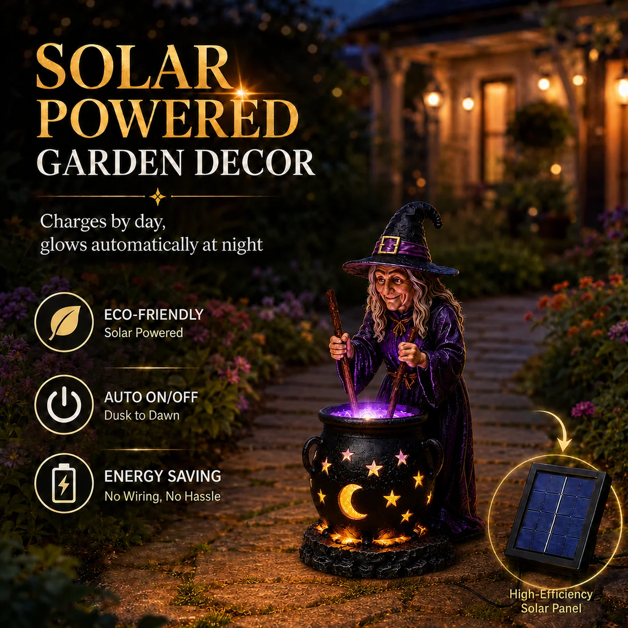 🧙♀️ Halloween Witch Cauldron Solar Light