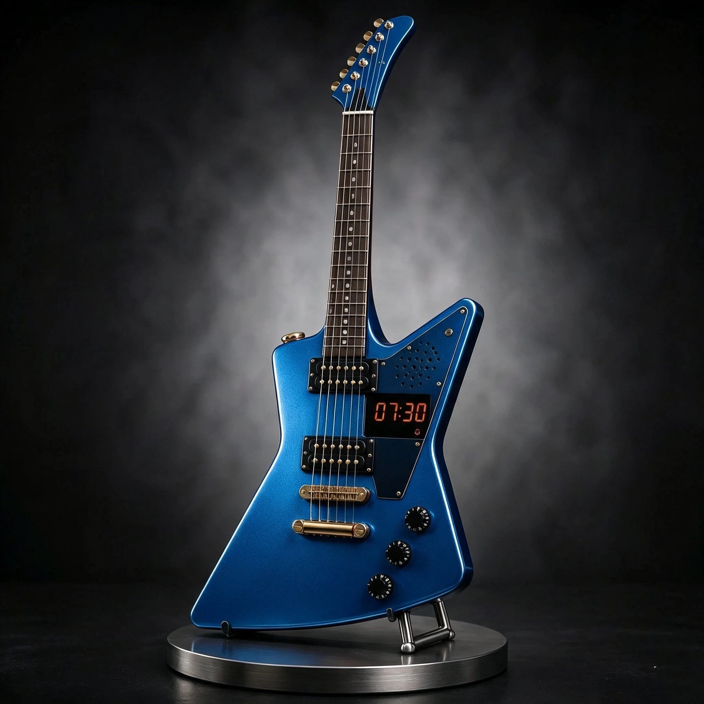 🎸 Guitar-Shaped Alarm Clock – Loud Riffs, LED Lights, Rechargeable & Ready to Rock Your Mornings
