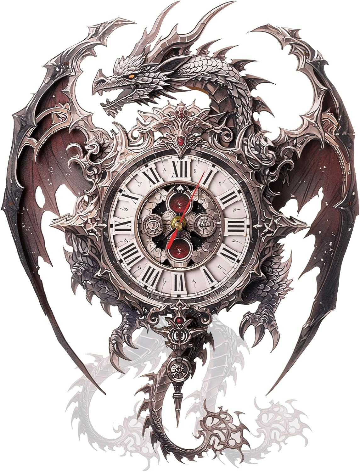 🐉 3D Wooden Blue Dragon Clock Puzzle – DIY Wall Clock Kit with Pendulum