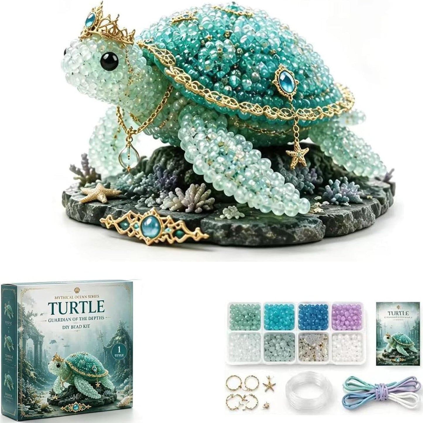 🧜‍♀️ Mythical DIY Bead Kit – Glass Crystal Sea Animal Beading Starter Set with Photo Instructions for Beginners