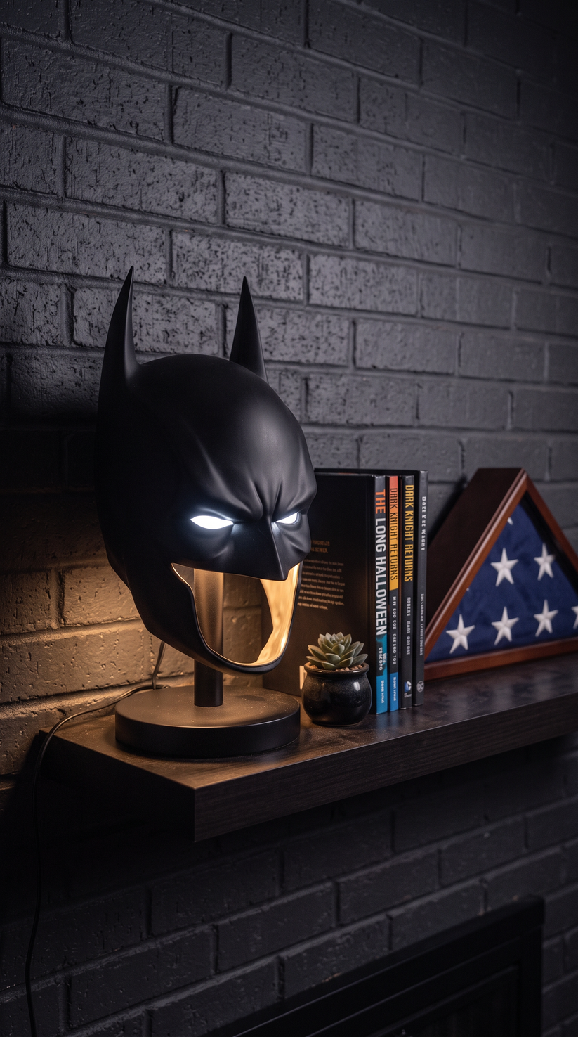 🦇 Mask Lamp – Sculptural LED Light with Illuminated Eyes for Desk, Shelf & Gaming Setup