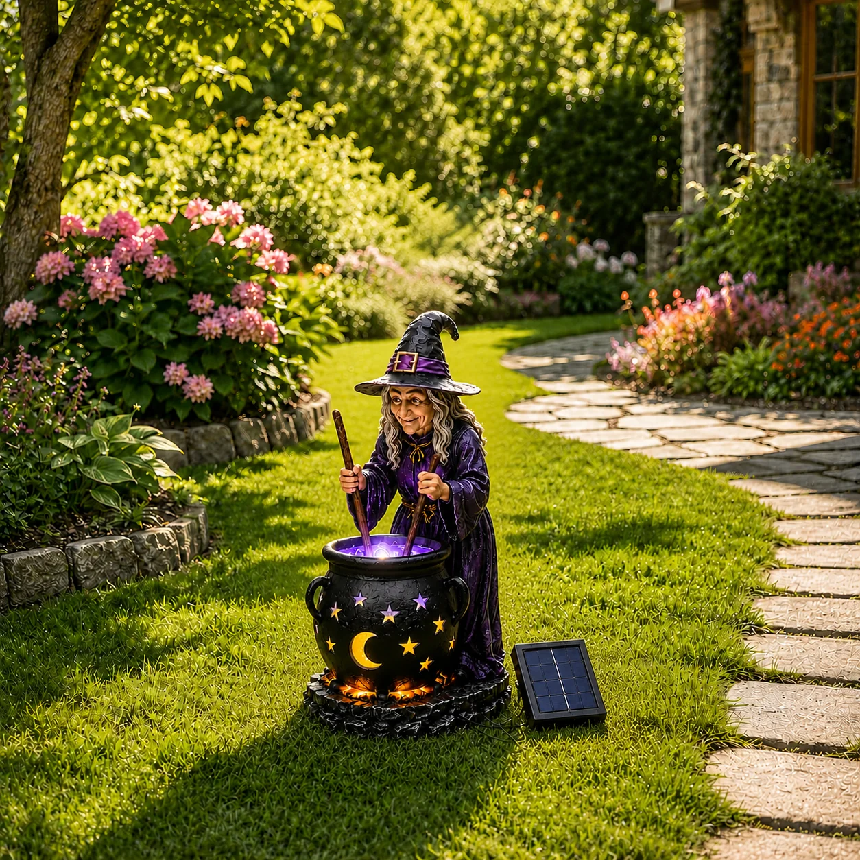 🧙‍♀️ Halloween Witch Cauldron Solar Light