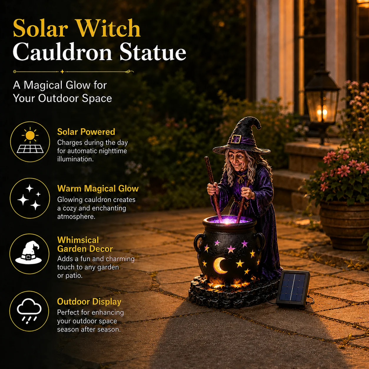 🧙‍♀️ Halloween Witch Cauldron Solar Light
