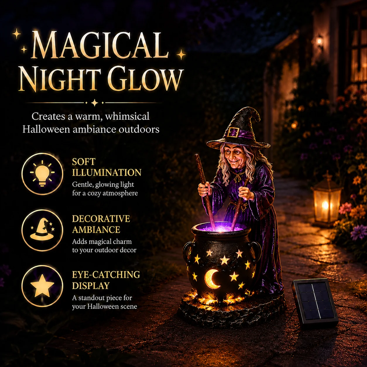 🧙‍♀️ Halloween Witch Cauldron Solar Light