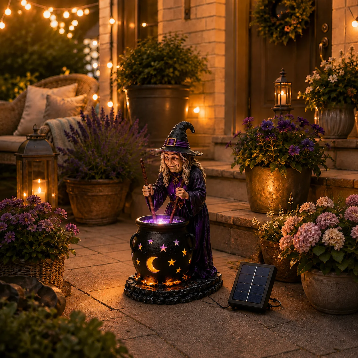 🧙‍♀️ Halloween Witch Cauldron Solar Light
