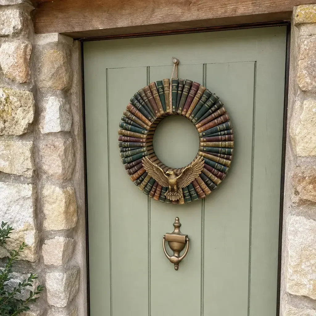 🎐 Book‑Spine Wreath Collection – Hand‑Painted Wall Art for Book Lovers