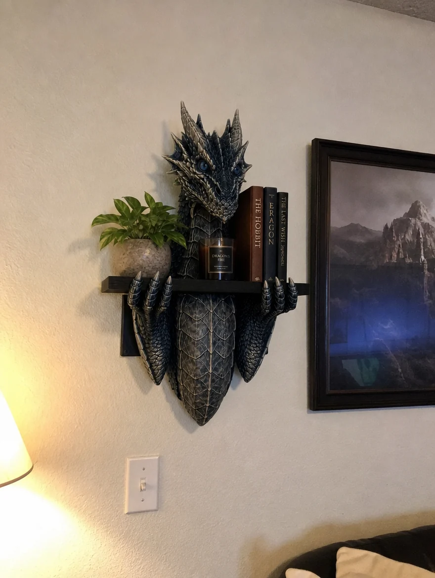 🐉 Mythical Wall Display Shelf – A Fantasy-Inspired Statement Piece for Your Space