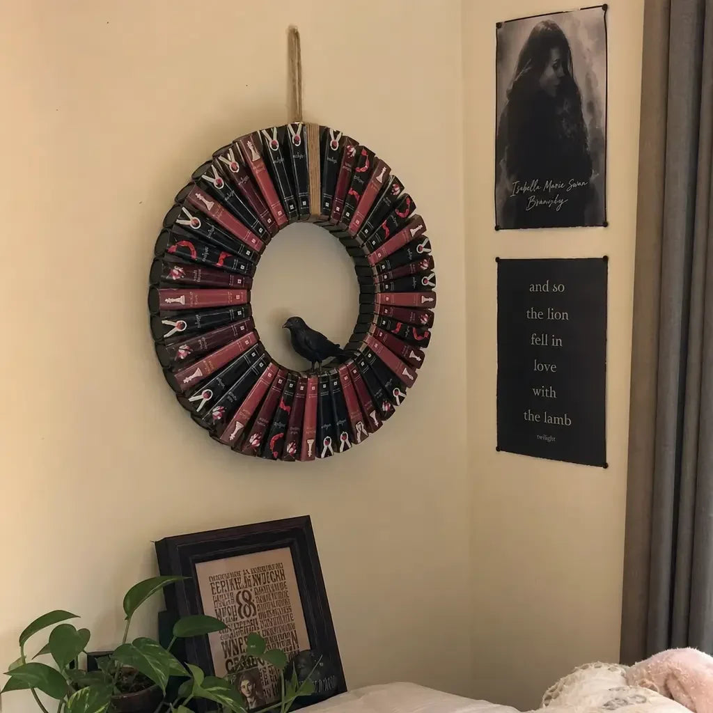🎐 Book‑Spine Wreath Collection – Hand‑Painted Wall Art for Book Lovers