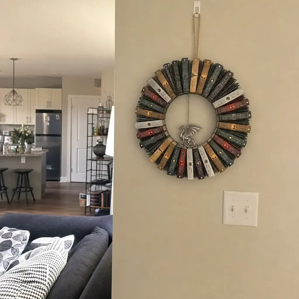 🎐 Book‑Spine Wreath Collection – Hand‑Painted Wall Art for Book Lovers