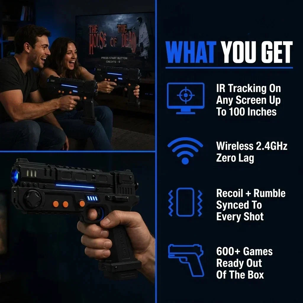 🎯 RetroShooter Arcade Gun – Wireless Light Gun for PC, TV & Projectors