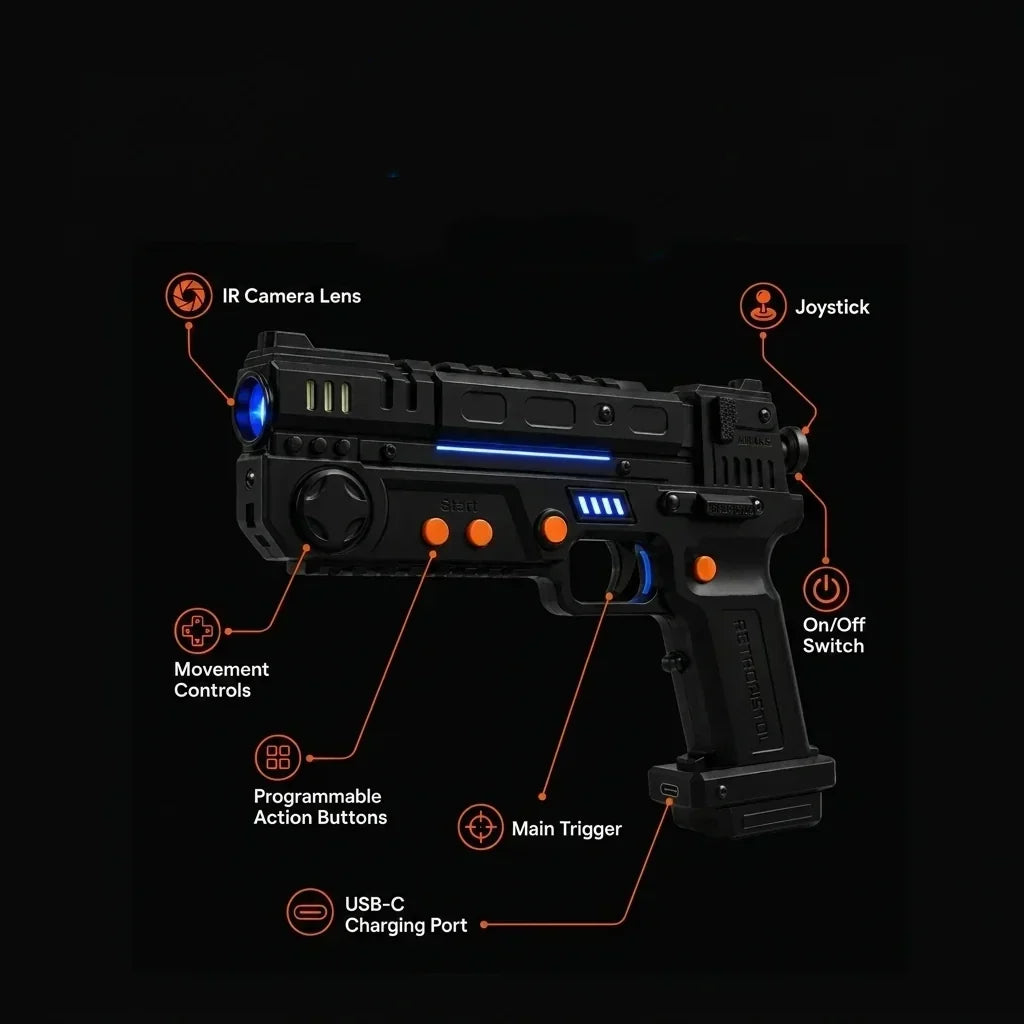 🎯 RetroShooter Arcade Gun – Wireless Light Gun for PC, TV & Projectors