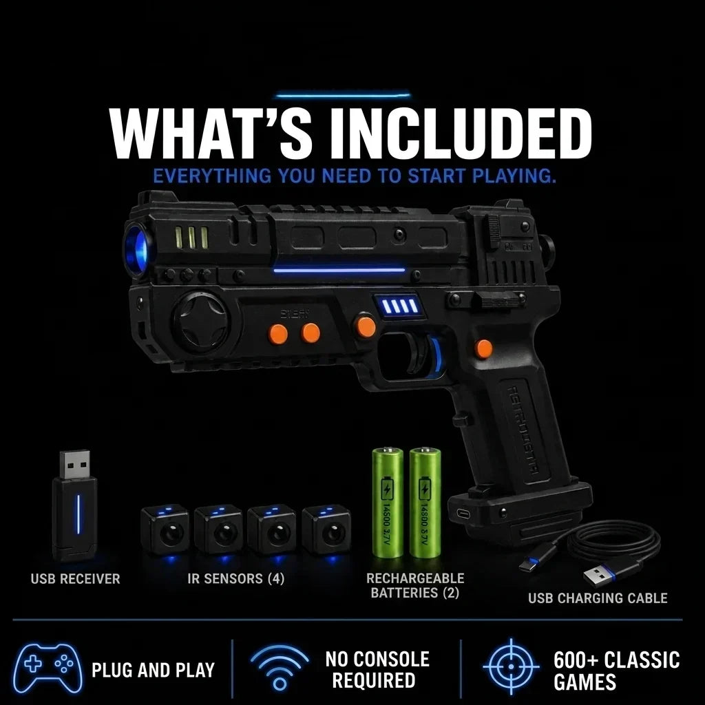 🎯 RetroShooter Arcade Gun – Wireless Light Gun for PC, TV & Projectors