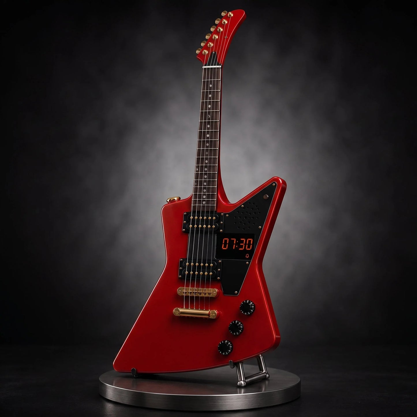 🎸 Guitar-Shaped Alarm Clock – Loud Riffs, LED Lights, Rechargeable & Ready to Rock Your Mornings