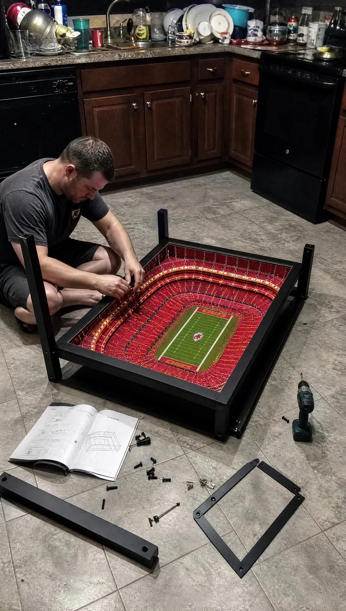 🏈 Stadium-Inspired Coffee Table – LED-Lit Game Day Centerpiece for Your Home