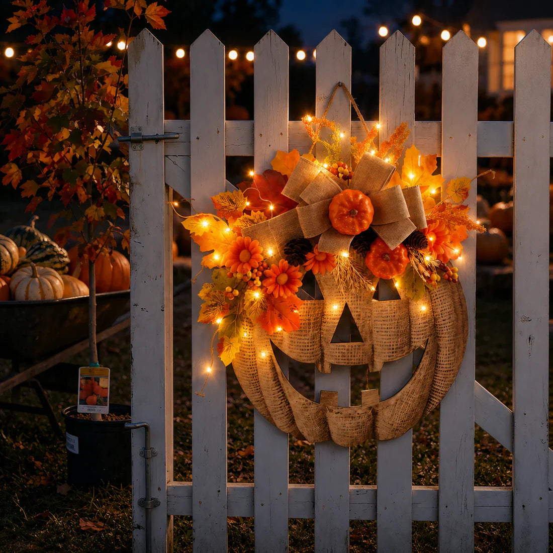 🎃 Lighted Pumpkin Wreath