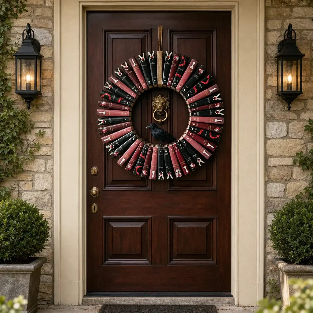 🎐 Book‑Spine Wreath Collection – Hand‑Painted Wall Art for Book Lovers