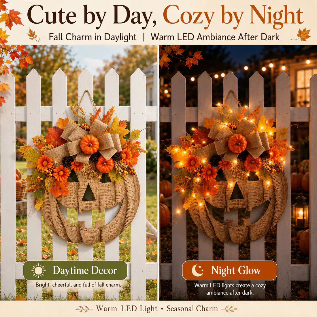 🎃 Lighted Pumpkin Wreath