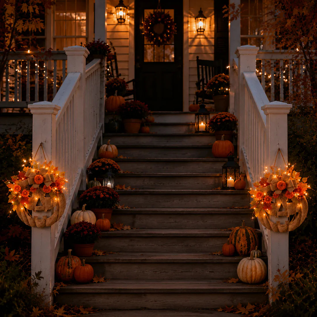 🎃 Lighted Pumpkin Wreath
